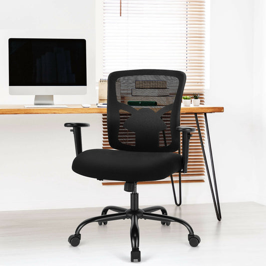 400LBS Mesh Big And Tall Office Chair, Swivel Task Chair, Black Big and Tall Chairs Black at Gallery Canada