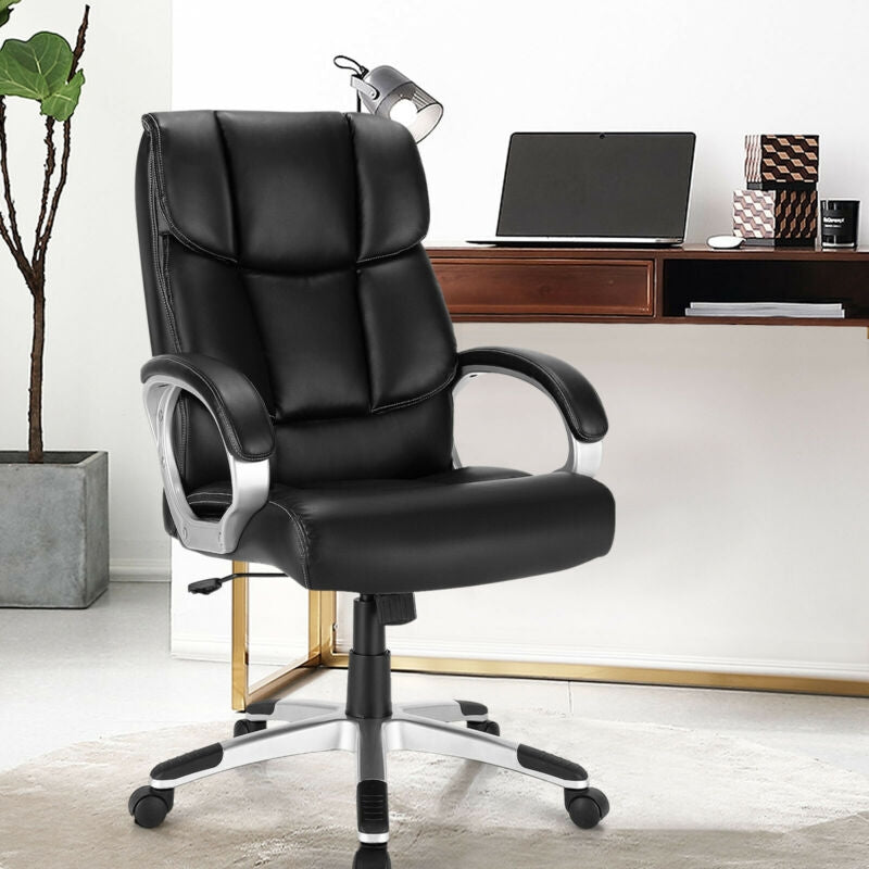 Big and Tall Adjustable High Back Leather Executive Computer Desk Chair, Black Executive Chairs at Gallery Canada