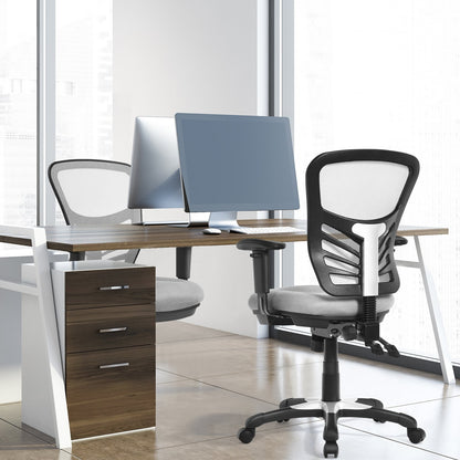 Ergonomic Mesh Office Chair with Adjustable Back Height and Armrests, Gray - Gallery Canada
