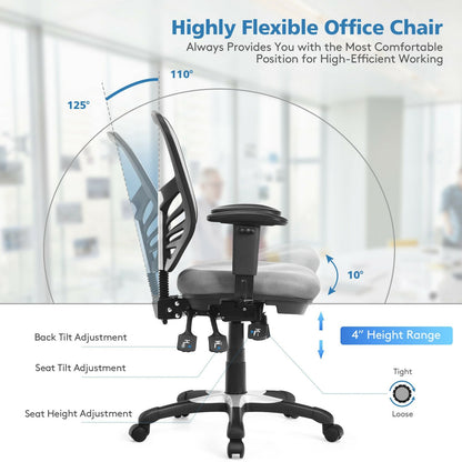 Ergonomic Mesh Office Chair with Adjustable Back Height and Armrests, Gray - Gallery Canada