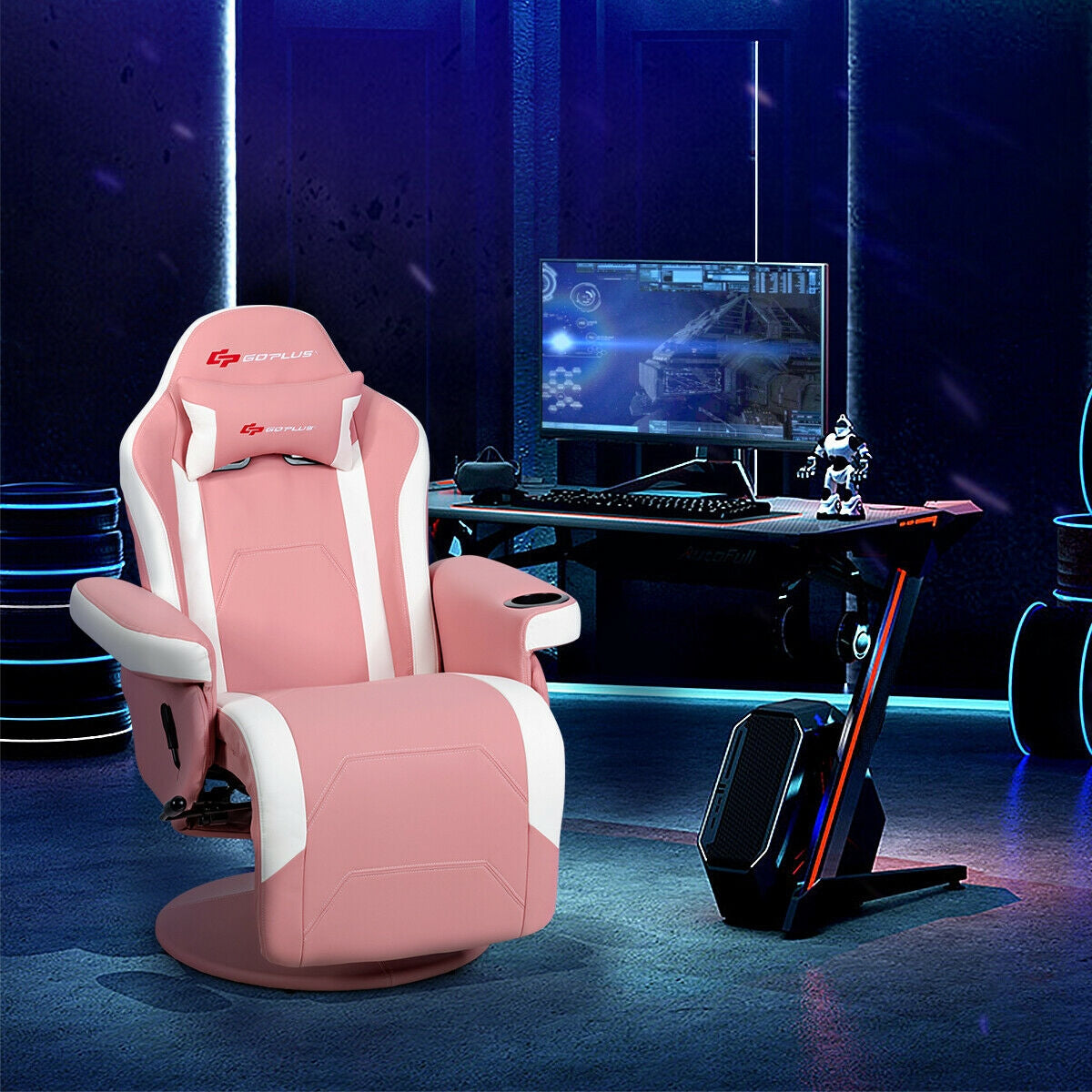 Ergonomic High Back Massage Gaming Chair With Pillow, Pink Gaming Chairs at Gallery Canada