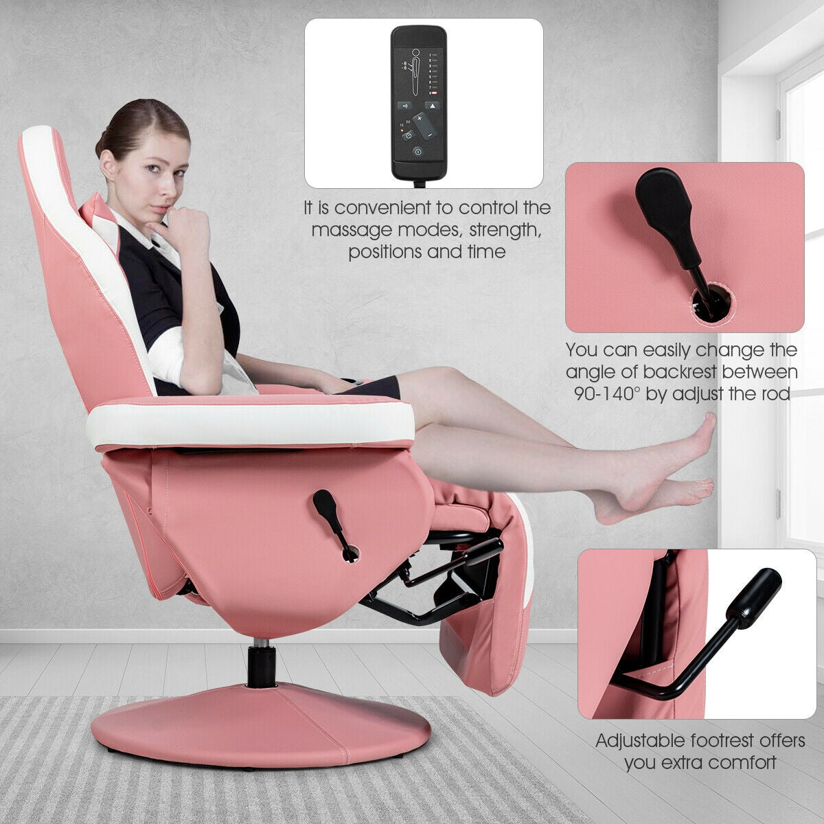 Ergonomic High Back Massage Gaming Chair With Pillow, Pink Gaming Chairs at Gallery Canada
