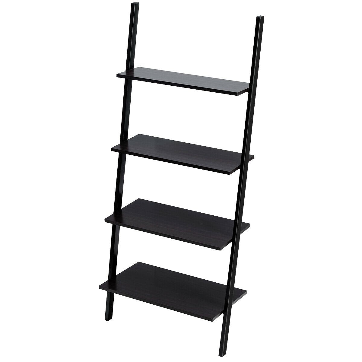 4-Tier Industrial Leaning Wall Bookcase, Black at Gallery Canada