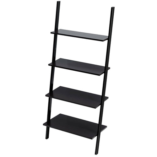 4-Tier Industrial Leaning Wall Bookcase, Black
