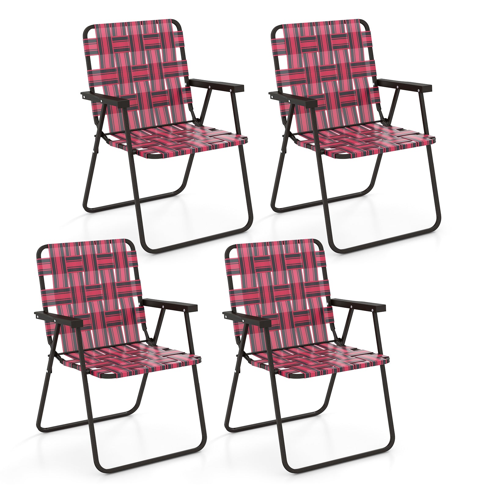 4 Pieces Folding Beach Chair, Camping Lawn Webbing Chair, Red Beach & Lawn Chairs at Gallery Canada