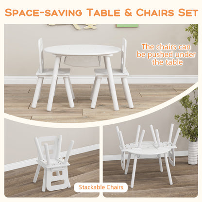 Wood Activity Kids Table and Chair Set with Center Mesh Storage, White Kids Table & Chair Sets at Gallery Canada