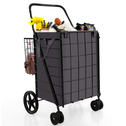 Folding Rolling Shopping Cart, Waterproof Liner Basket, Black Kitchen Tools at Gallery Canada