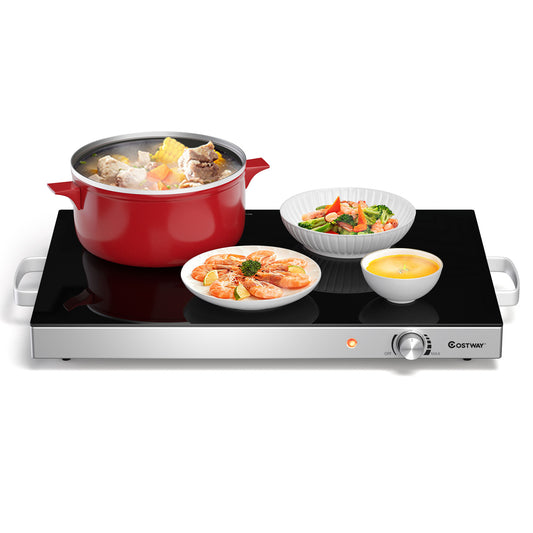 22 x 14 Inch Electric Warming Tray, Adjustable Temperature, Silver Food Warmers & Burners Silver at Gallery Canada