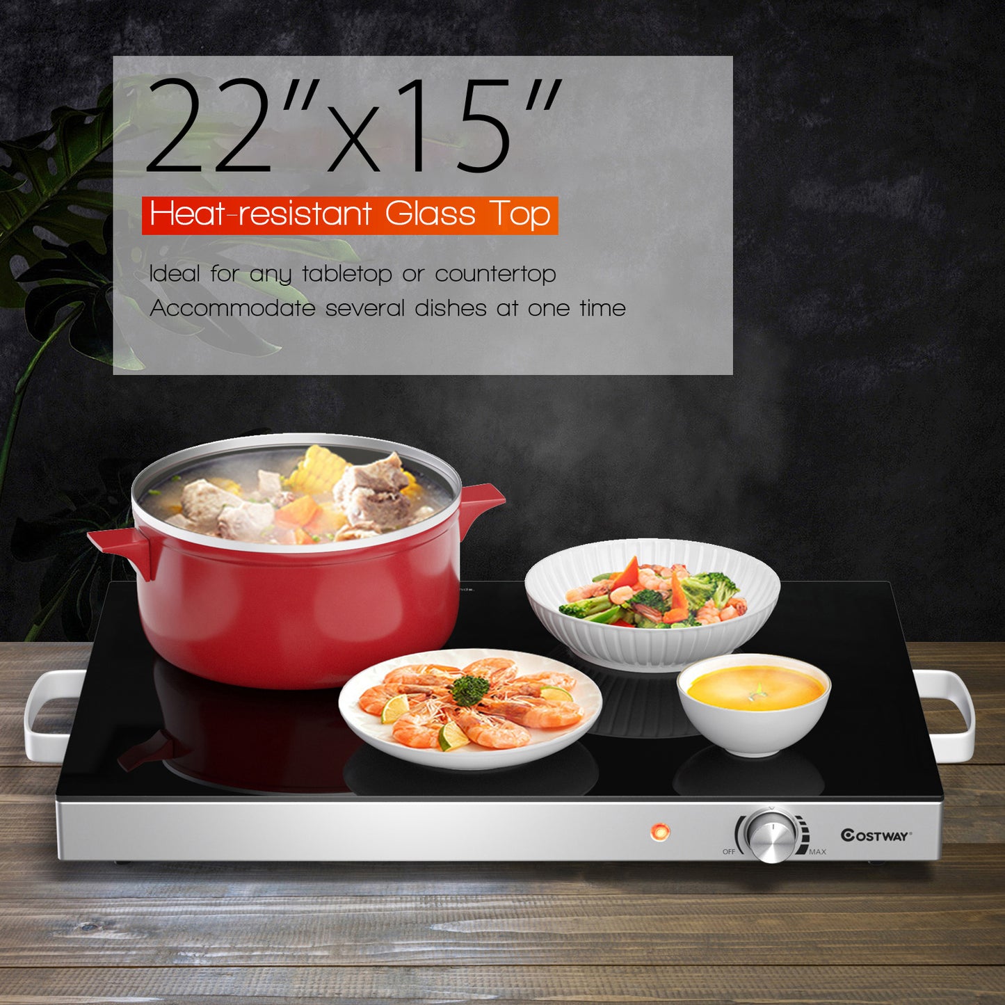 22 x 14 Inch Electric Warming Tray Hot Plate Dish Warmer with Adjustable Temperature, Silver Food Warmers & Burners at Gallery Canada