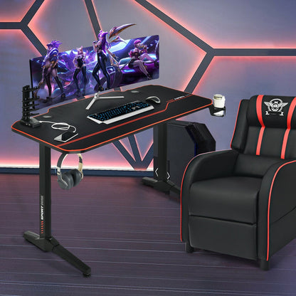 55 Inch Gaming Desk with Free Mouse Pad with Carbon Fiber Surface, Black - Gallery Canada