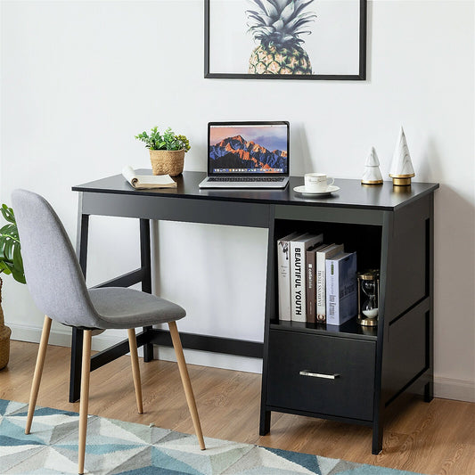 47.5 Inch Modern Home Computer Desk with 2 Storage Drawers, Black - Gallery Canada