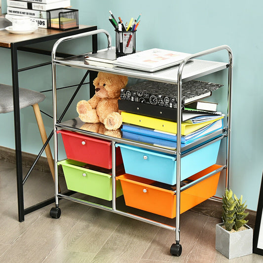 4 Drawers Shelves Rolling Storage Cart Rack, Multicolor - Gallery Canada