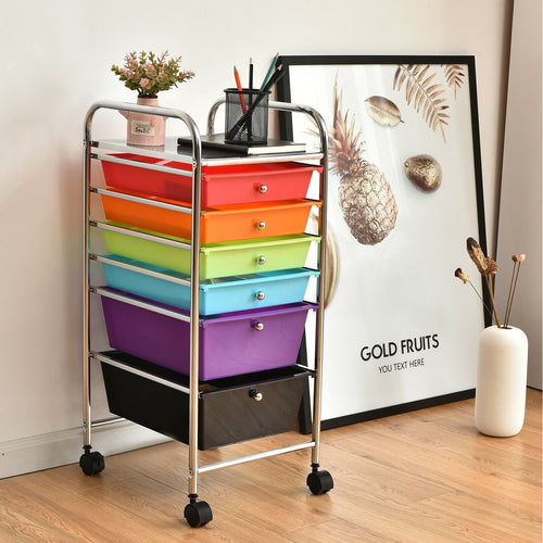 6 Drawers Rolling Storage Cart Organizer, Multicolor