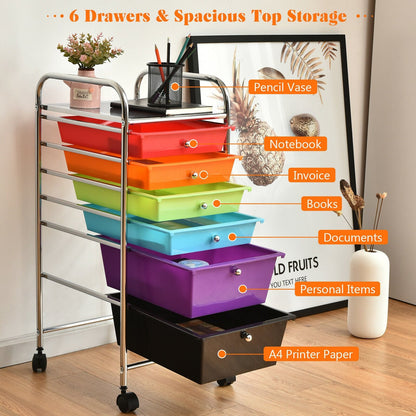 6 Drawers Rolling Storage Cart Organizer, Multicolor - Gallery Canada