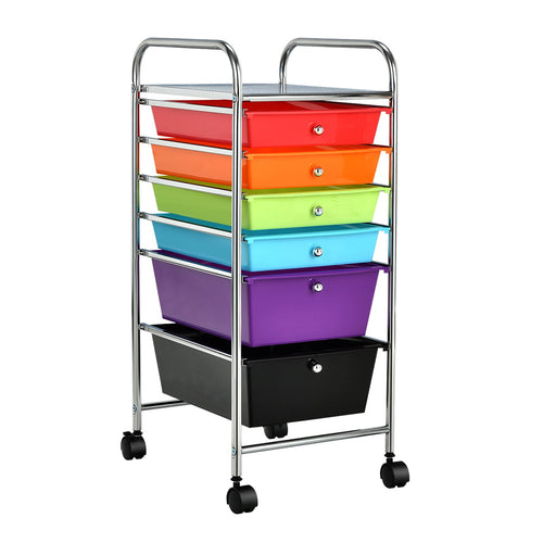 6 Drawers Rolling Storage Cart Organizer, Multicolor