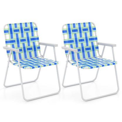 2 Pieces Folding Beach Chair Camping Lawn Webbing Chair, Blue Beach & Lawn Chairs at Gallery Canada