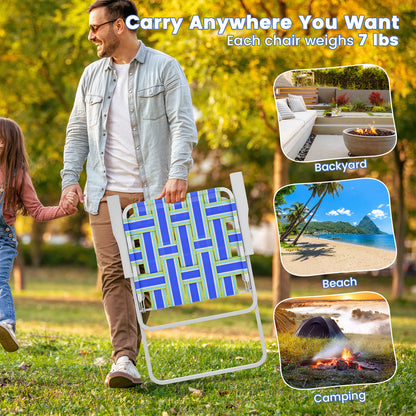 2 Piece Folding Beach Chair, Camping Lawn Webbing, Blue Beach & Lawn Chairs at Gallery Canada