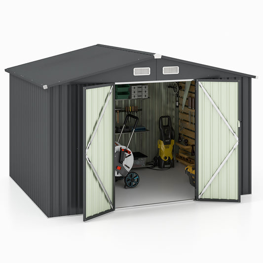 10 x 7.5 x 6 Feet Outdoor Galvanized Steel Storage Shed, Dark Gray Sheds & Outdoor Storage Dark Gray at Gallery Canada