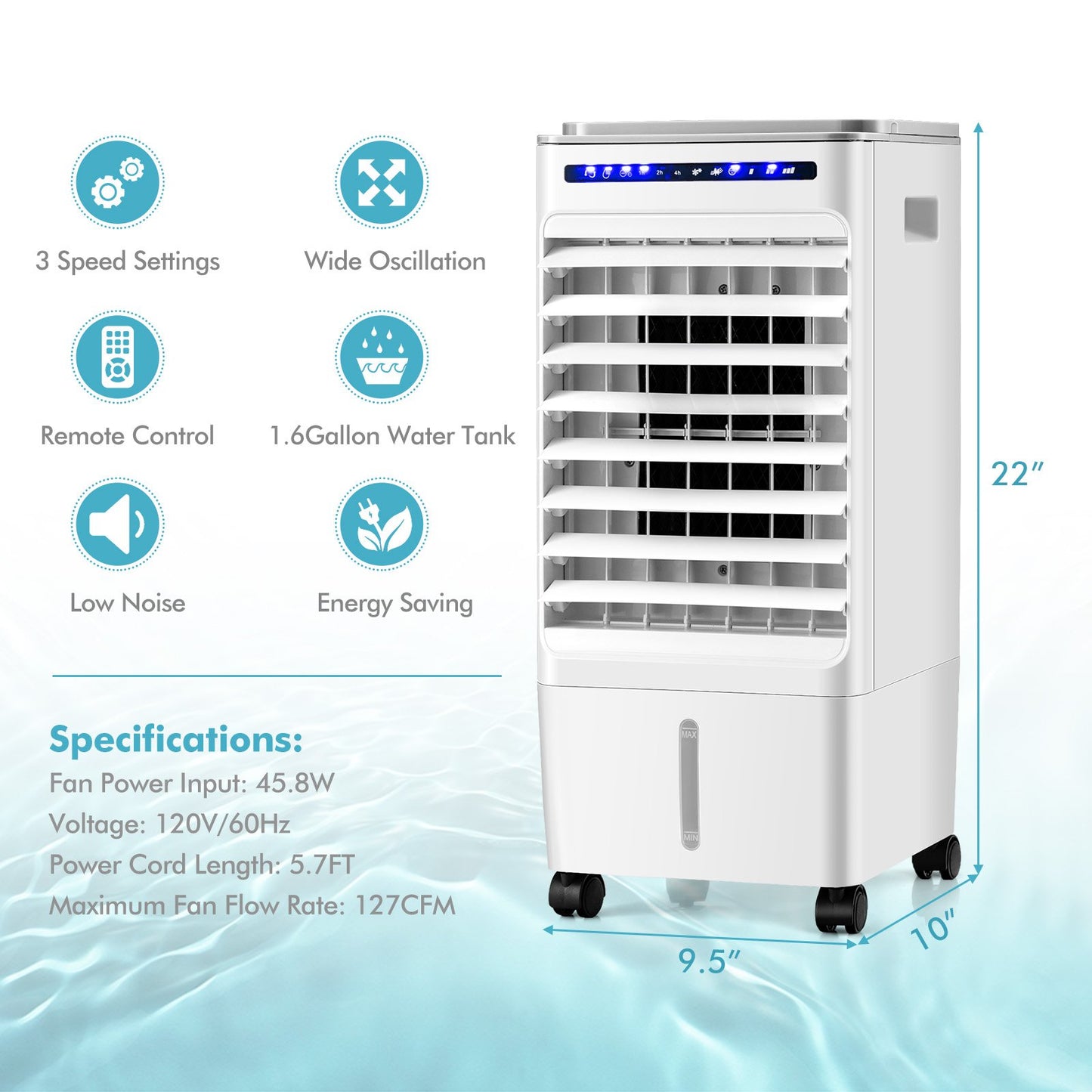 3-in-1 Evaporative Portable Air Cooler with 3 Modes include Remote Control, White at Gallery Canada