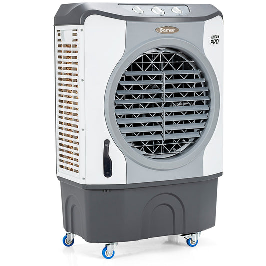 4-in-1 Industrial Evaporative Air Cooler Fan with 12 Gallon Tank and Wheels, Gray - Gallery Canada