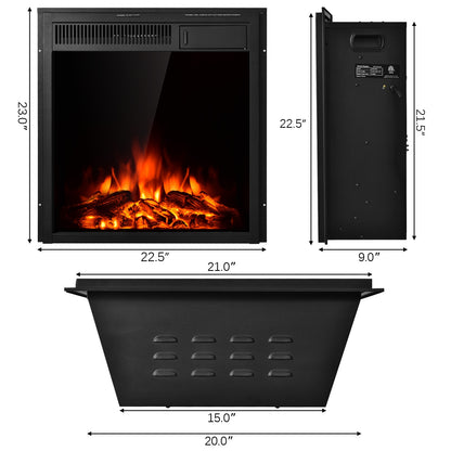 22.5 Inch Electric Fireplace Insert Freestanding and Recessed Heater, Black Fireplaces at Gallery Canada
