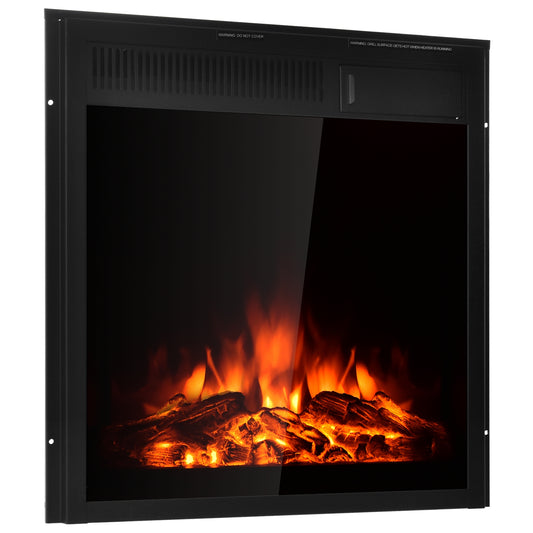22.5 Inch Electric Fireplace Insert, Freestanding Recessed Heater, Black Fireplaces Black at Gallery Canada