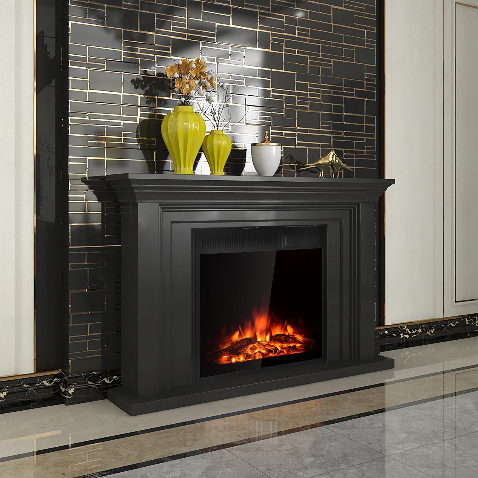 22.5 Inch Electric Fireplace Insert Freestanding and Recessed Heater, Black Fireplaces at Gallery Canada