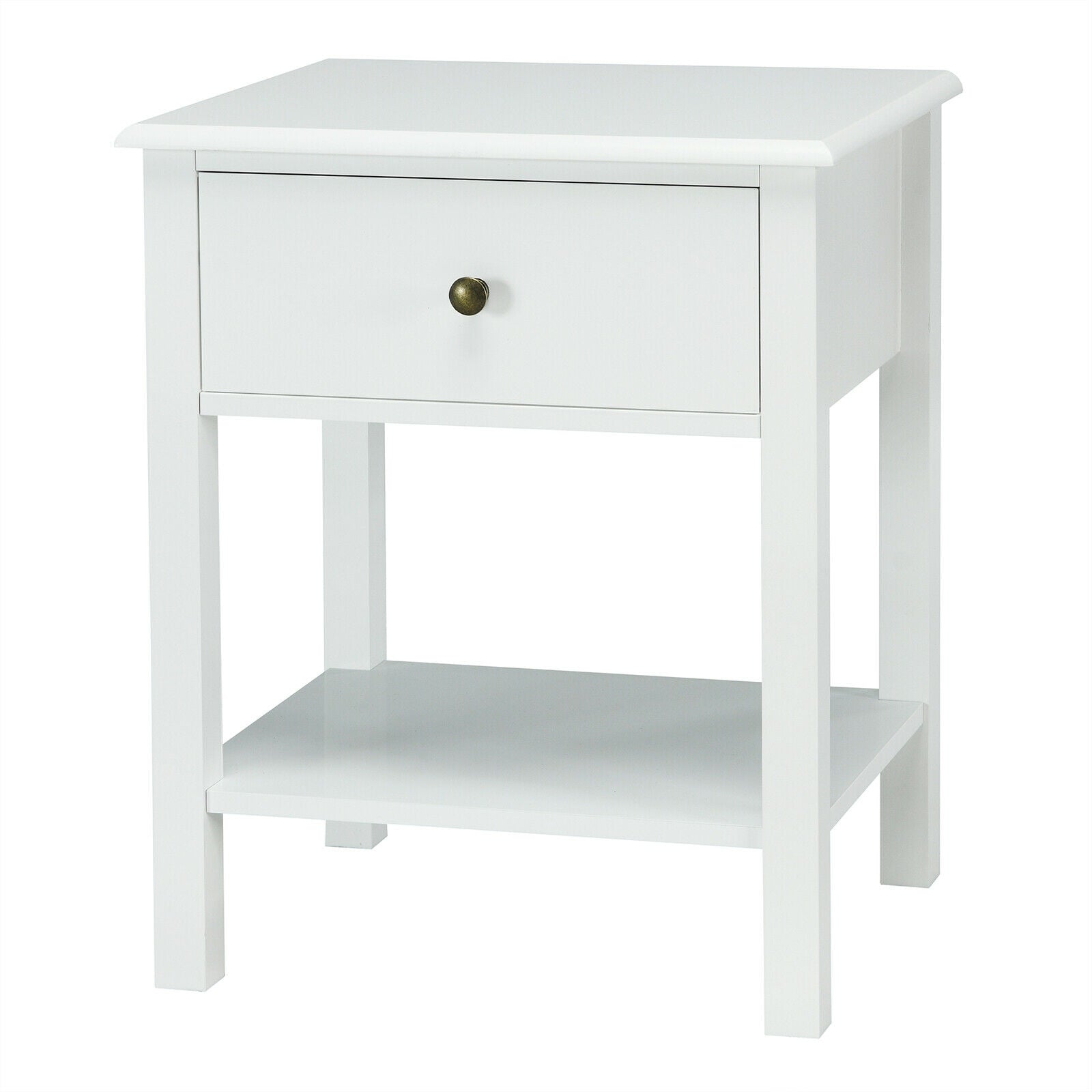 Nightstand End Table with Drawer and Shelf, White Nightstands at Gallery Canada