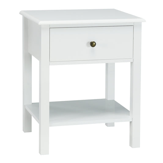 Nightstand End Table with Drawer and Shelf, White Nightstands White at Gallery Canada