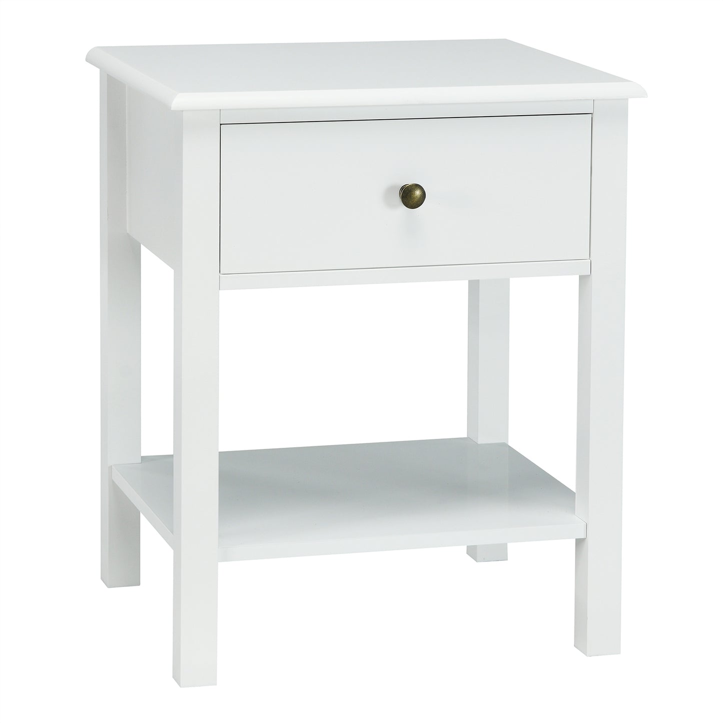 Nightstand End Table with Drawer and Shelf, White Nightstands at Gallery Canada