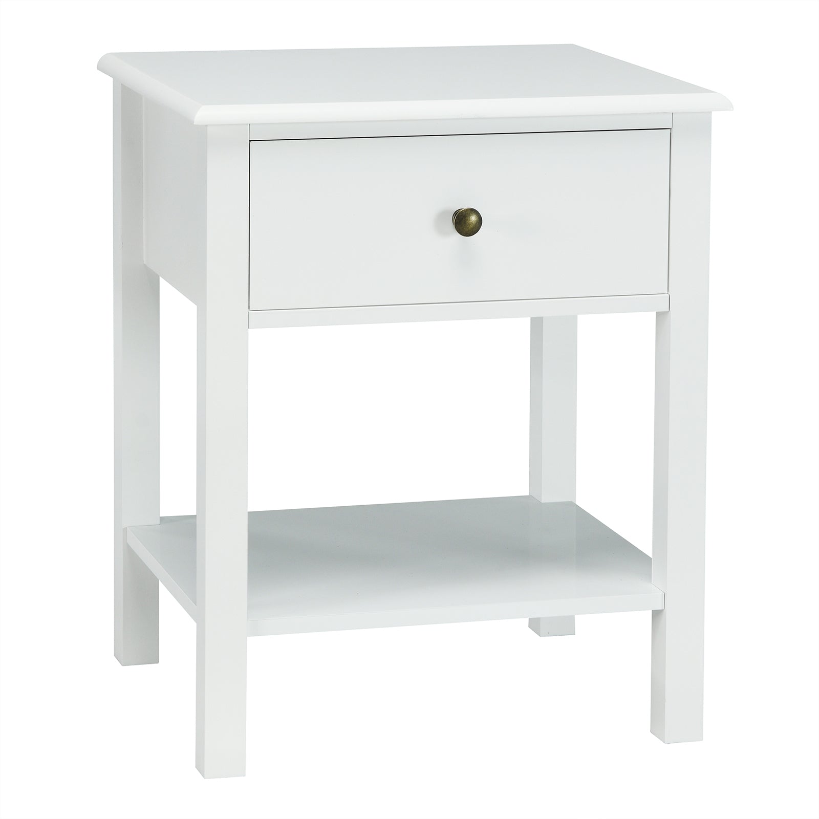 Nightstand End Table with Drawer and Shelf, White Nightstands at Gallery Canada