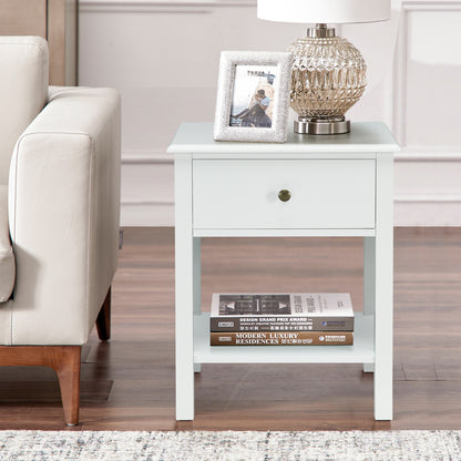 Nightstand End Table with Drawer and Shelf, White Nightstands at Gallery Canada