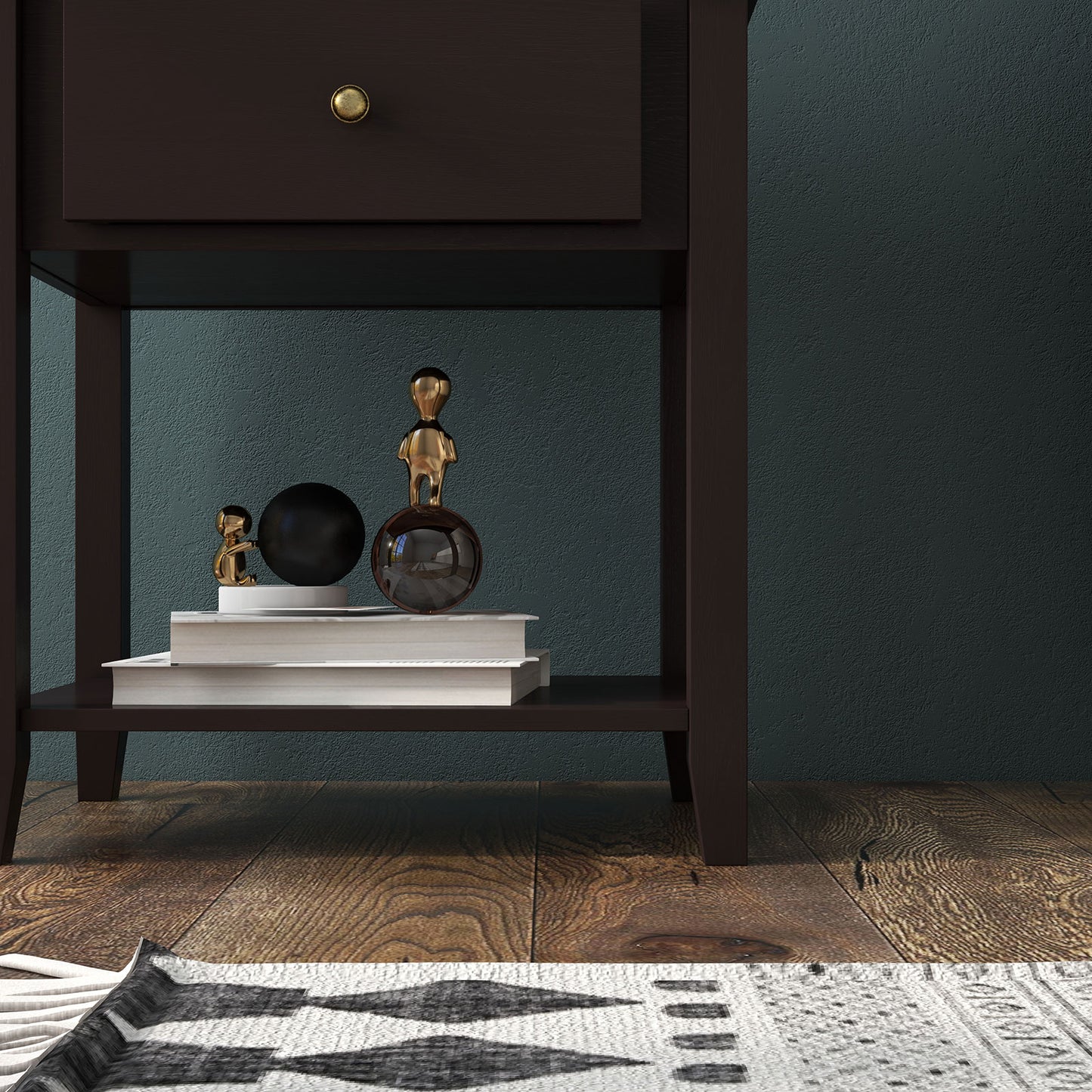 Nightstand with Drawer and Storage Shelf for Bedroom Living Room, Dark Brown Nightstands at Gallery Canada