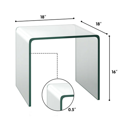 Tempered Waterfall End Table, 18 x 18 x 16 Inch, Non-Slip Pad End & Side Tables at Gallery Canada