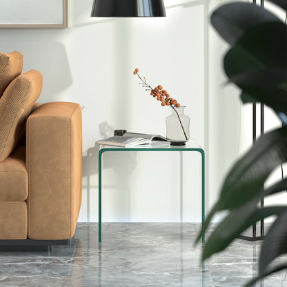 Tempered Waterfall End Table, 18 x 18 x 16 Inch, Non-Slip Pad End & Side Tables at Gallery Canada