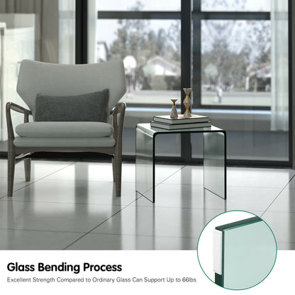 Tempered Waterfall End Table, 18 x 18 x 16 Inch, Non-Slip Pad End & Side Tables at Gallery Canada