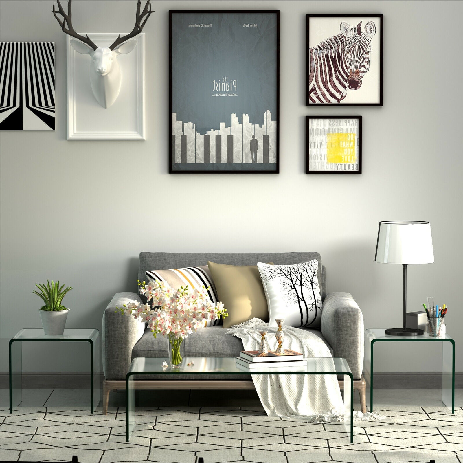 Tempered Waterfall End Table, 18 x 18 x 16 Inch, Non-Slip Pad End & Side Tables at Gallery Canada