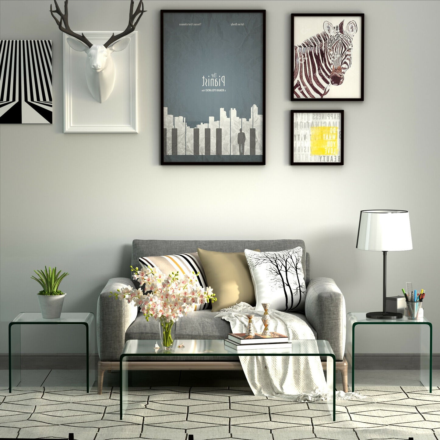Tempered Waterfall End Table, 18 x 18 x 16 Inch, Non-Slip Pad End & Side Tables at Gallery Canada
