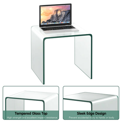 Tempered Waterfall End Table, 18 x 18 x 16 Inch, Non-Slip Pad End & Side Tables at Gallery Canada