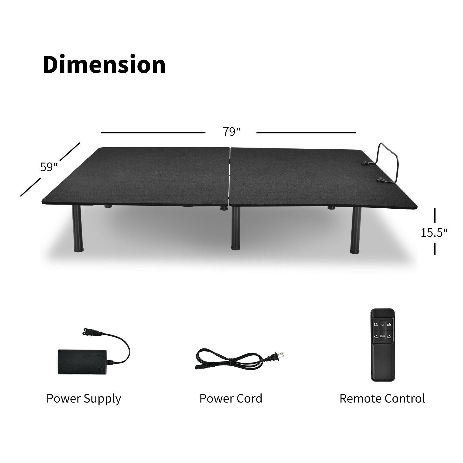 Queen Size Adjustable Bed Frame, Wireless Remote, Black Simple Bed Frame at Gallery Canada