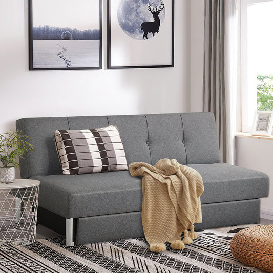 3-Seat Convertible Sofa Bed with 2 Large Drawers and 3 Adjustable Angles, Gray - Gallery Canada