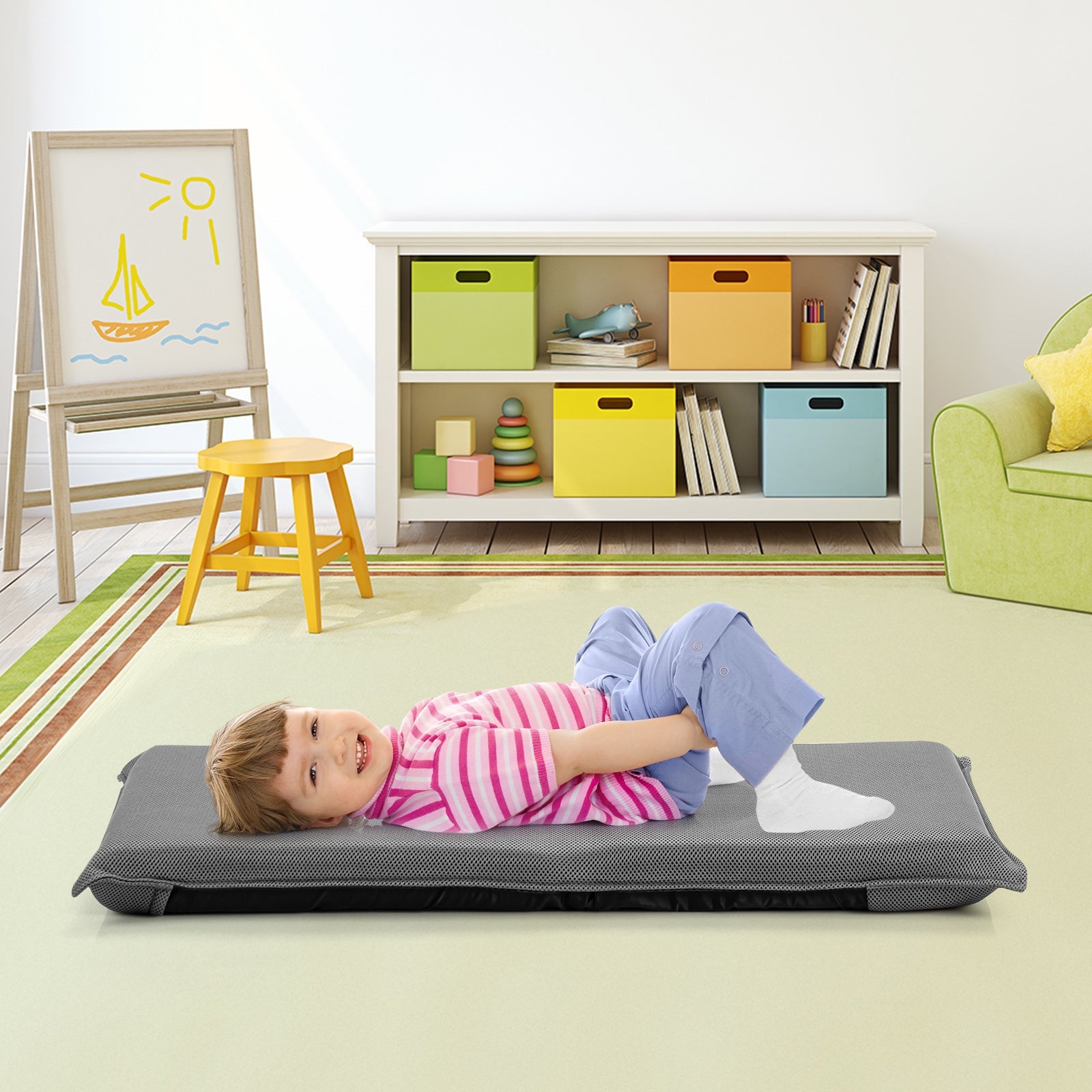 Adjustable 6 positions Folding Lazy Man Sofa Chair Floor Chair, Gray Floor Chairs at Gallery Canada