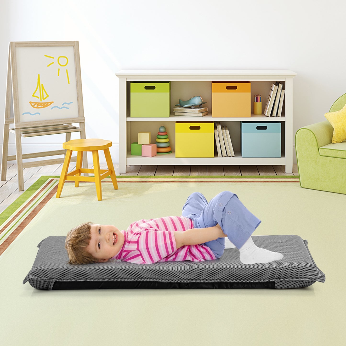 Adjustable 6 positions Folding Lazy Man Sofa Chair Floor Chair, Gray Floor Chairs at Gallery Canada