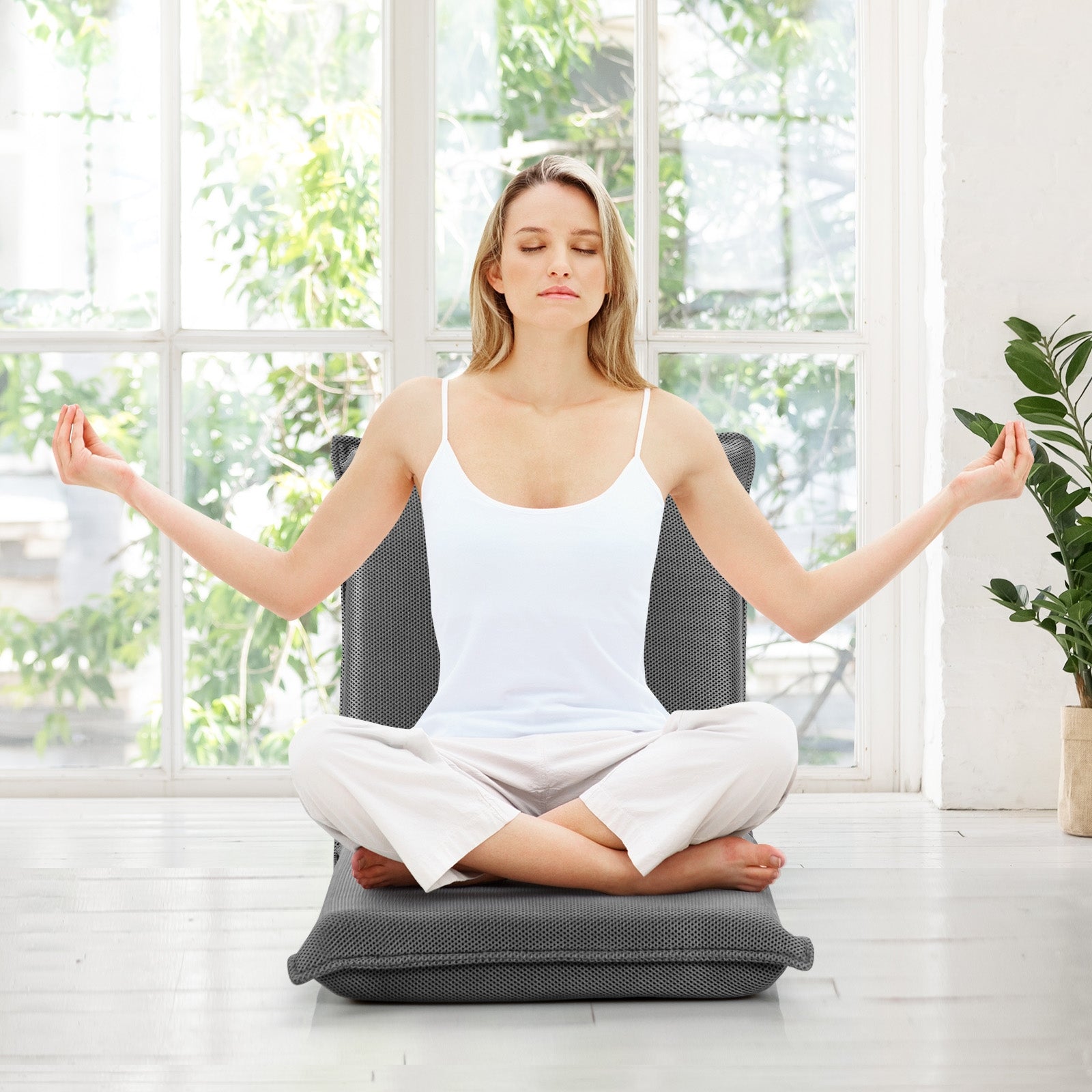 Adjustable 6 positions Folding Lazy Man Sofa Chair Floor Chair, Gray Floor Chairs at Gallery Canada