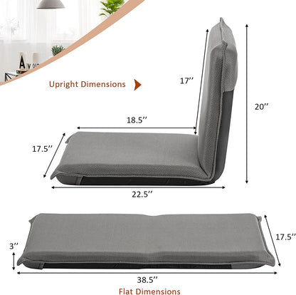 Adjustable 6 positions Folding Lazy Man Sofa Chair Floor Chair, Gray Floor Chairs at Gallery Canada