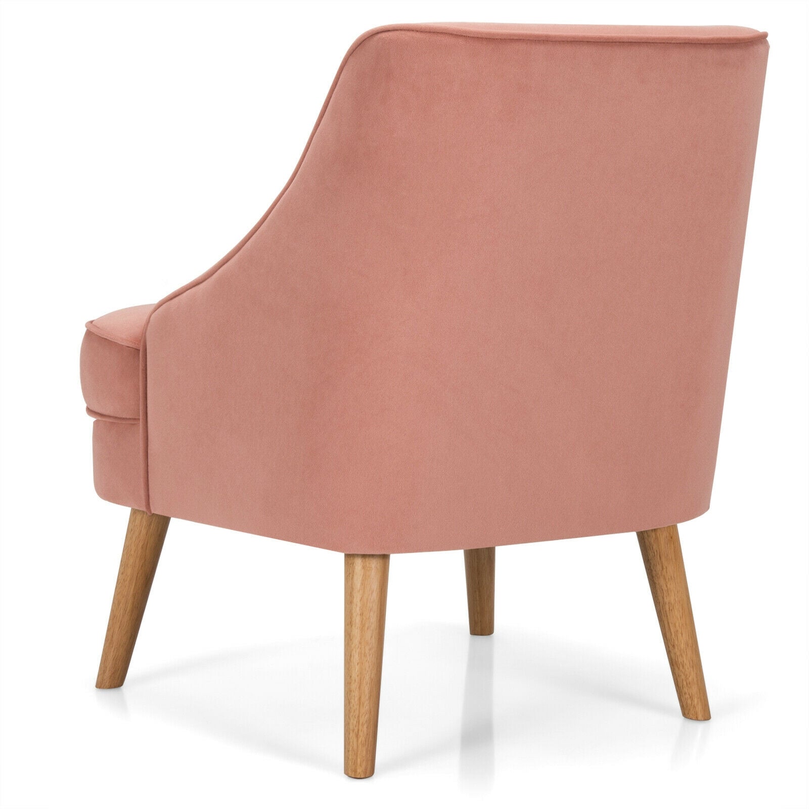 Mid Century Velvet Accent Chair with Rubber Wood Legs for Bedroom, Pink Accent Chairs at Gallery Canada