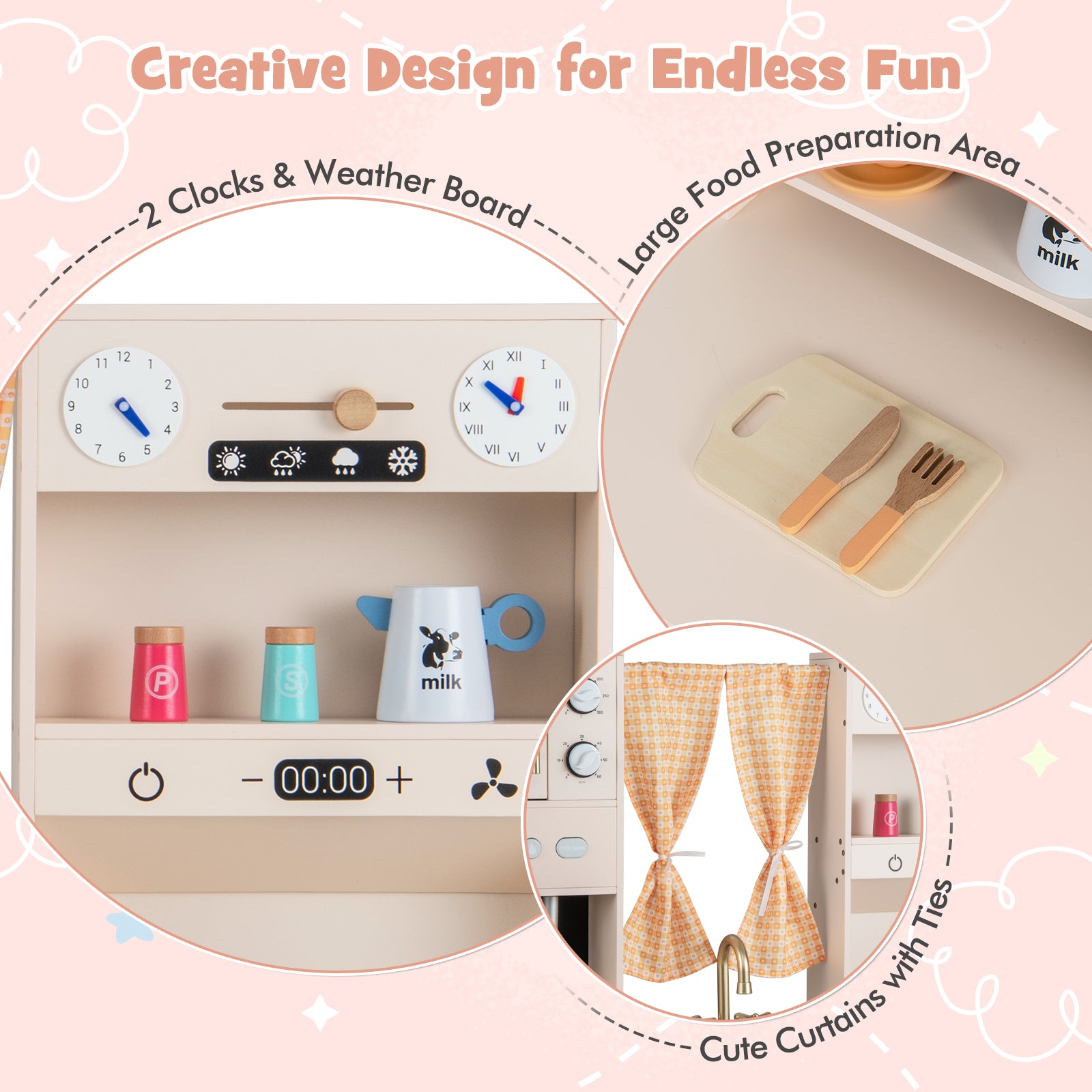 Kids Kitchen Playset with Microwave and Coffee Maker for Ages 3+, Pink Play Kitchen Sets at Gallery Canada