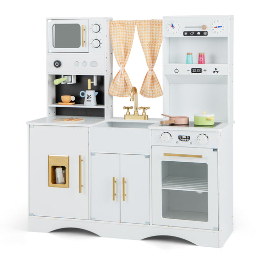 Kids Kitchen Playset, Microwave, Coffee Maker, Ages 3+, White Play Kitchen Sets White at Gallery Canada