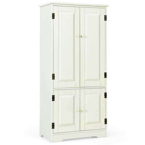 Accent Floor Storage Cabinet with Adjustable Shelves Antique 2-Door, White