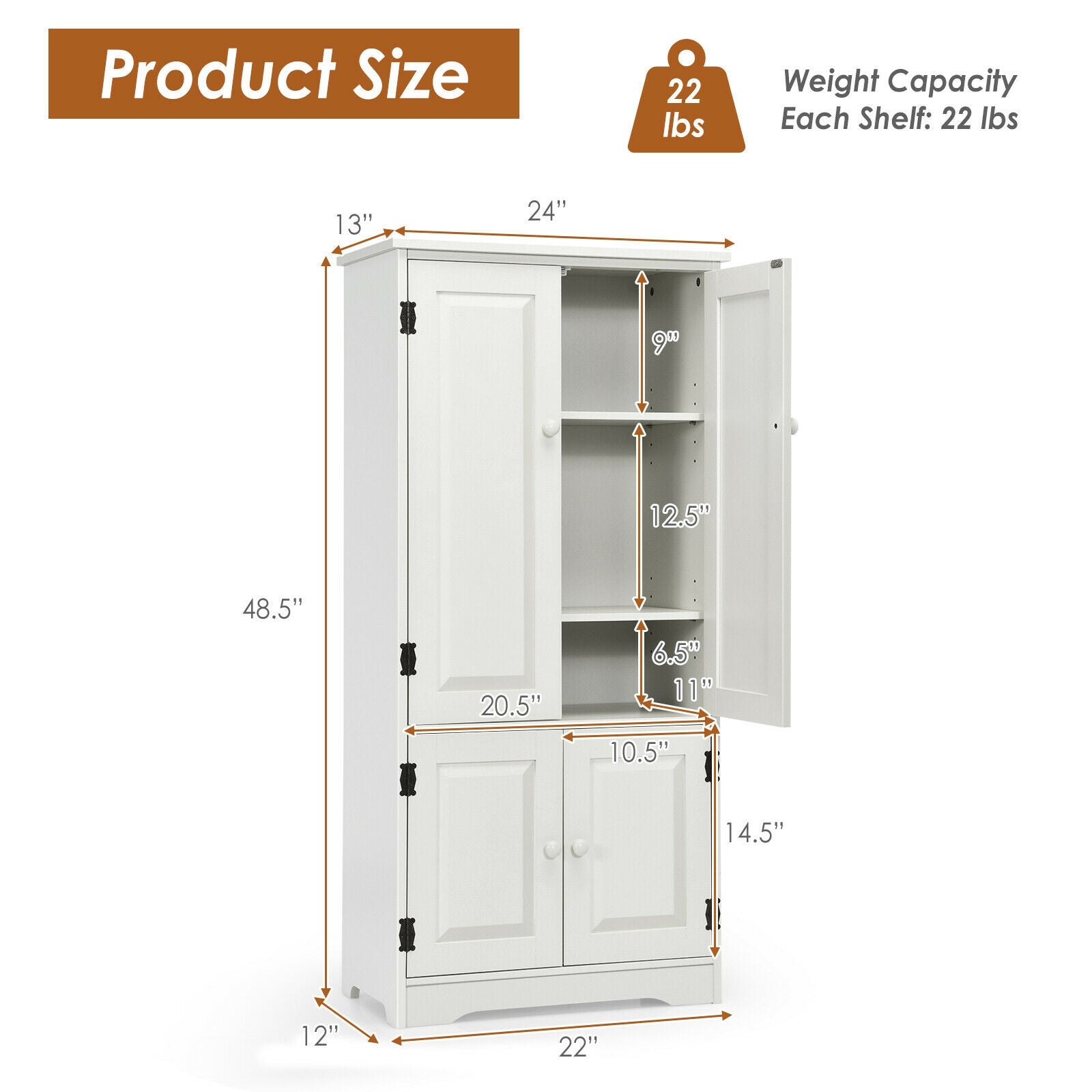 Accent Floor Storage Cabinet with Adjustable Shelves Antique 2-Door, White Armoires & Wardrobes at Gallery Canada